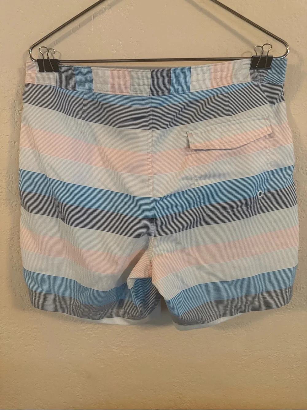 Men's Penguin Pastel Striped Swim Trunks - Blue, Pink, Gray